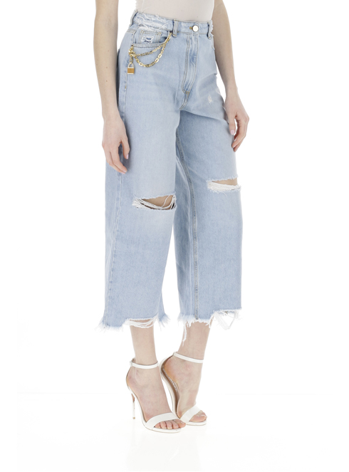 Elisabetta Franchi pj42d21 pantaloni donna azzurro 227500003480 | Sorelle  Ramonda